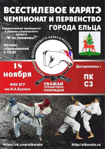 Открытое Первенство и Чемпионат Ельца по всестилевому каратэ
